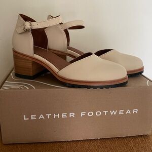 Patina Heeled Mary Jane from Portland Leather in Bone, 8.5